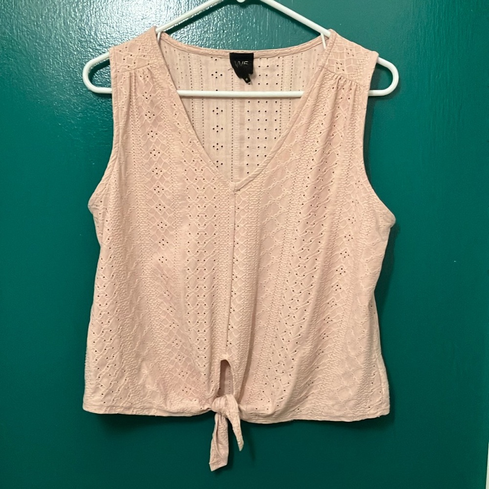 Pink Tie Front Tank Top